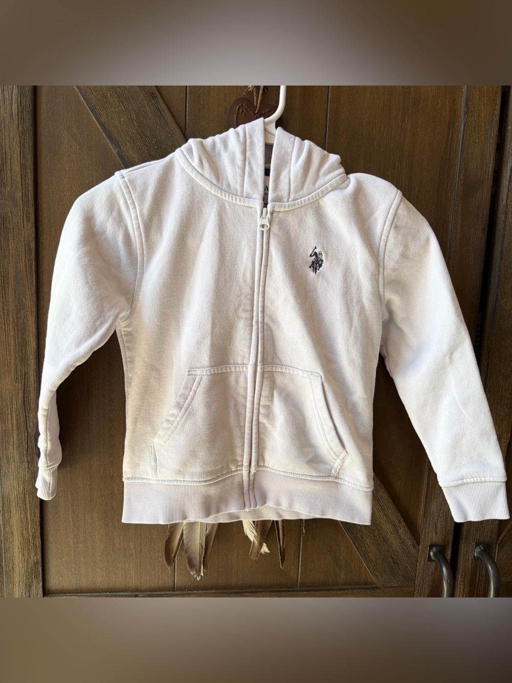 U.S. Polo Assn. White Boys Zip-Up Hooded Sweatshirt